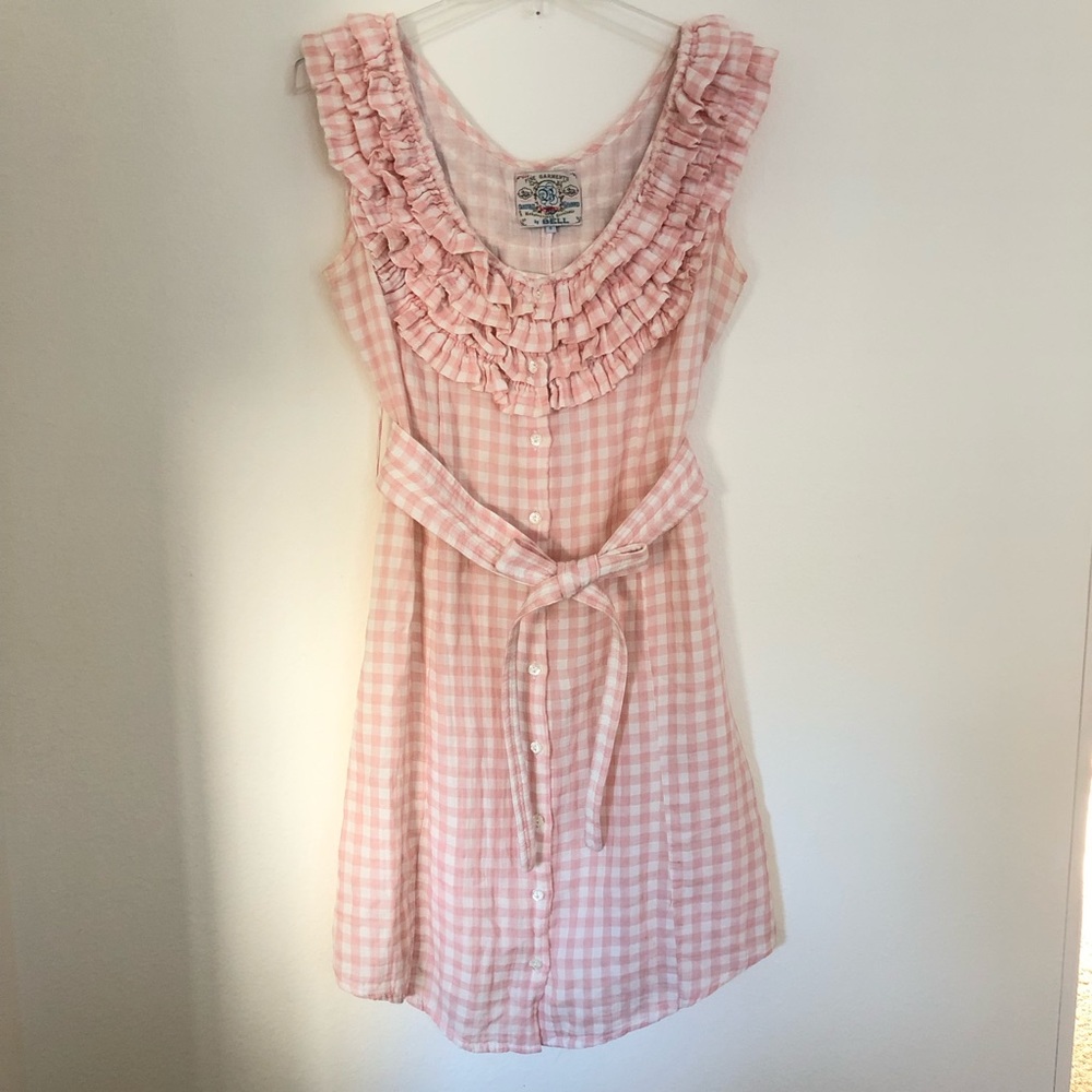Bell Fine Garments Pink Check Ruffle Dress 8 - Picture 2 of 11